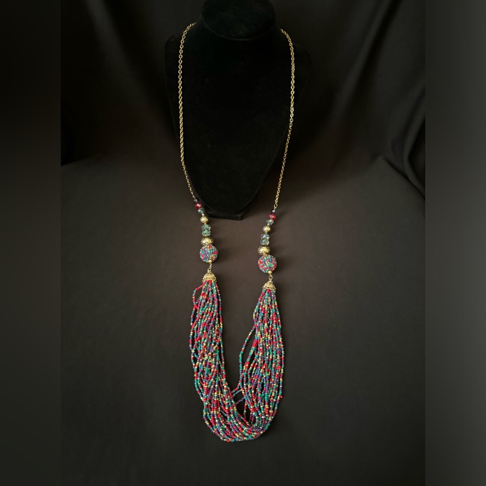 🌷Colorful Seed Bead Multistrand Necklace